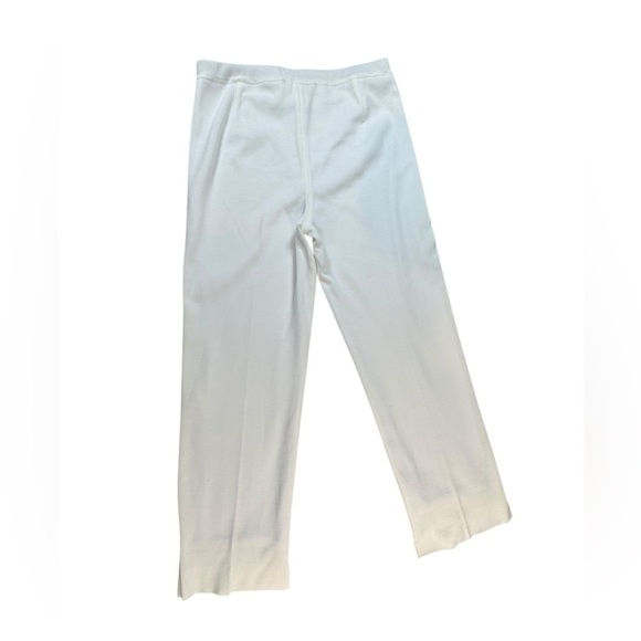Ming Wang White Knit Pull-On Pants Size M Lined Slit Hem Stretch Trousers G5 - Picture 6 of 8
